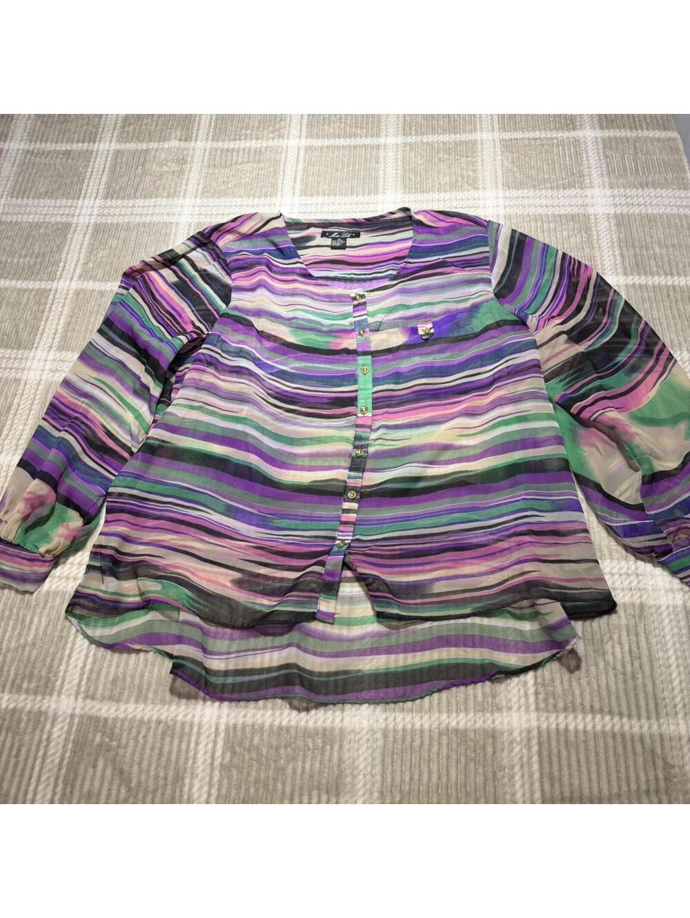 Miss Lili purple striped button up blouse Size: 3XL #fairycore #boho #summer